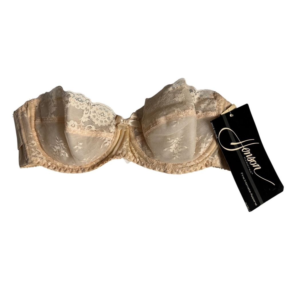 Vintage Henson Kickernick Strapless Lace Underwire Bra Womens 34B Nude NEW